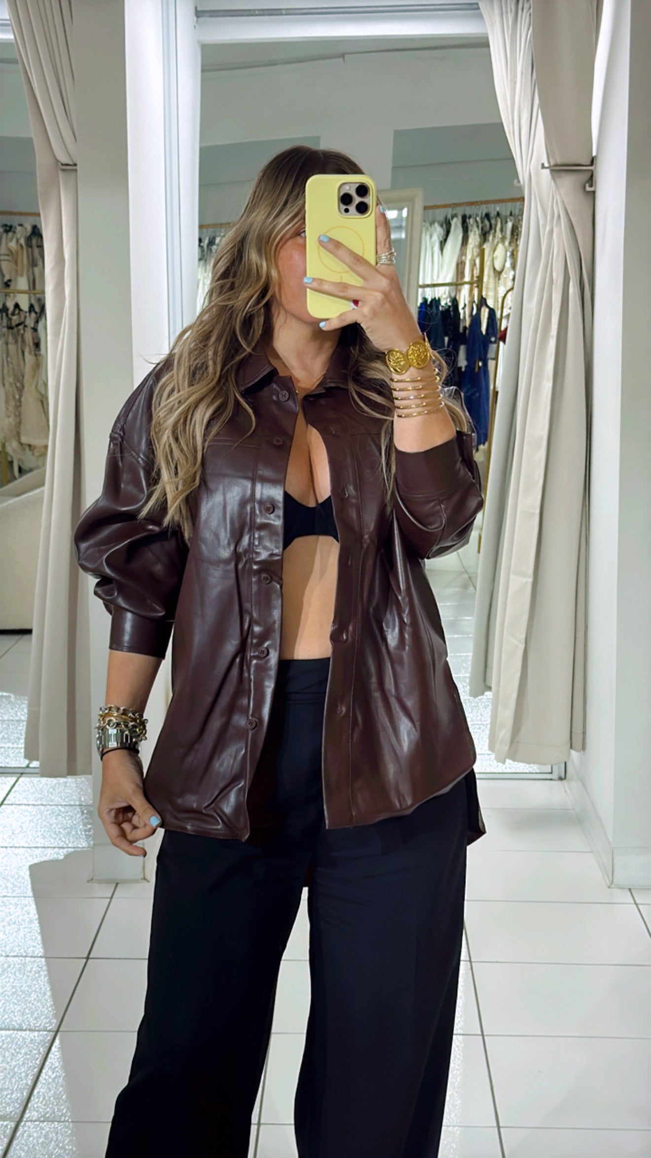 Leather burgundy top