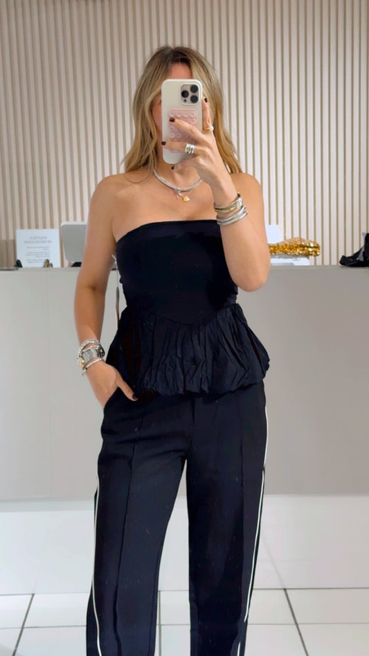 Black strapless top