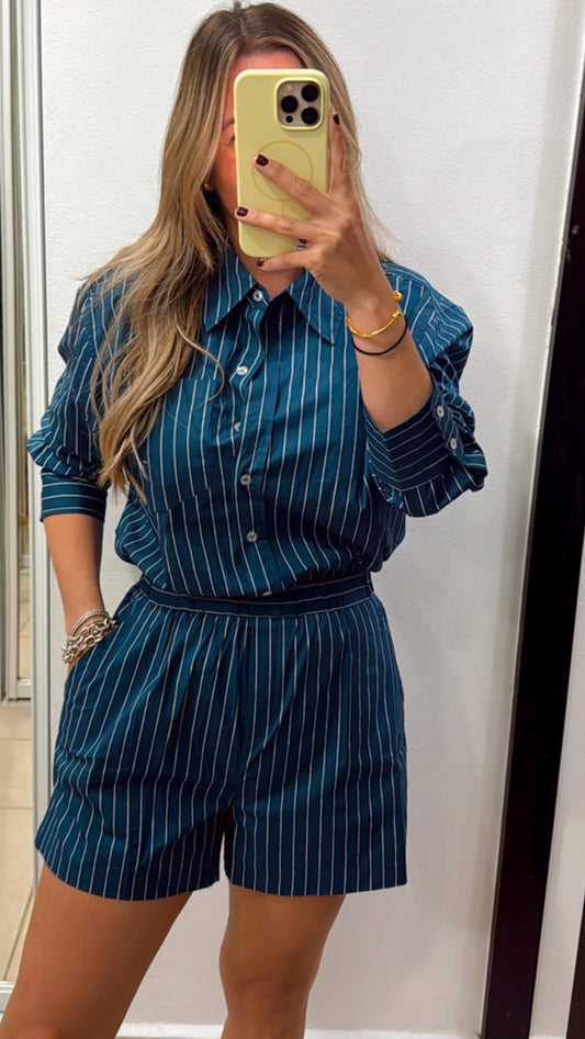 Navy Stripe Romper