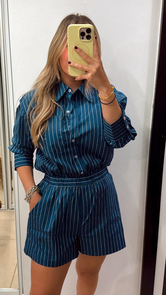 Navy stripe jumpsuit