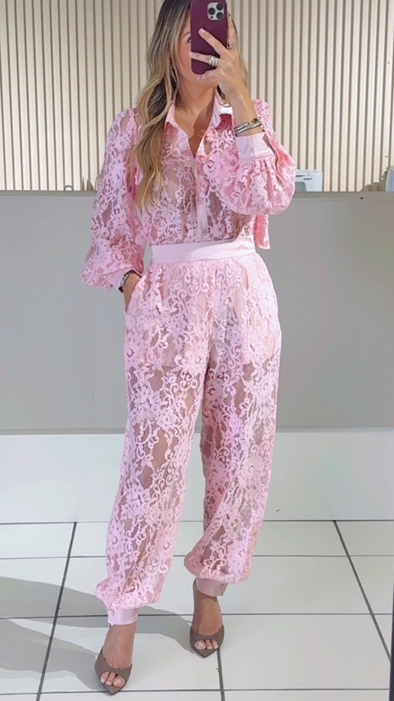 Pink lace set