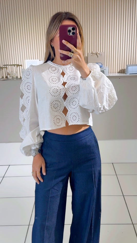 White Eyelet Top