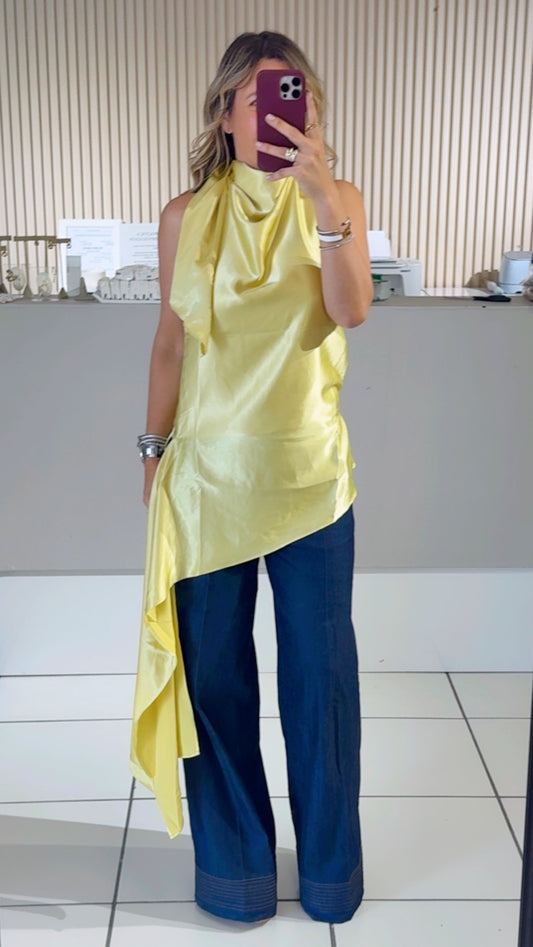 Satin yellow top