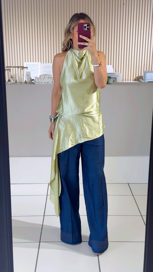 Satin kiwi top