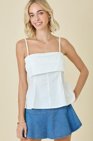 White Structured Peplum Cami Top
