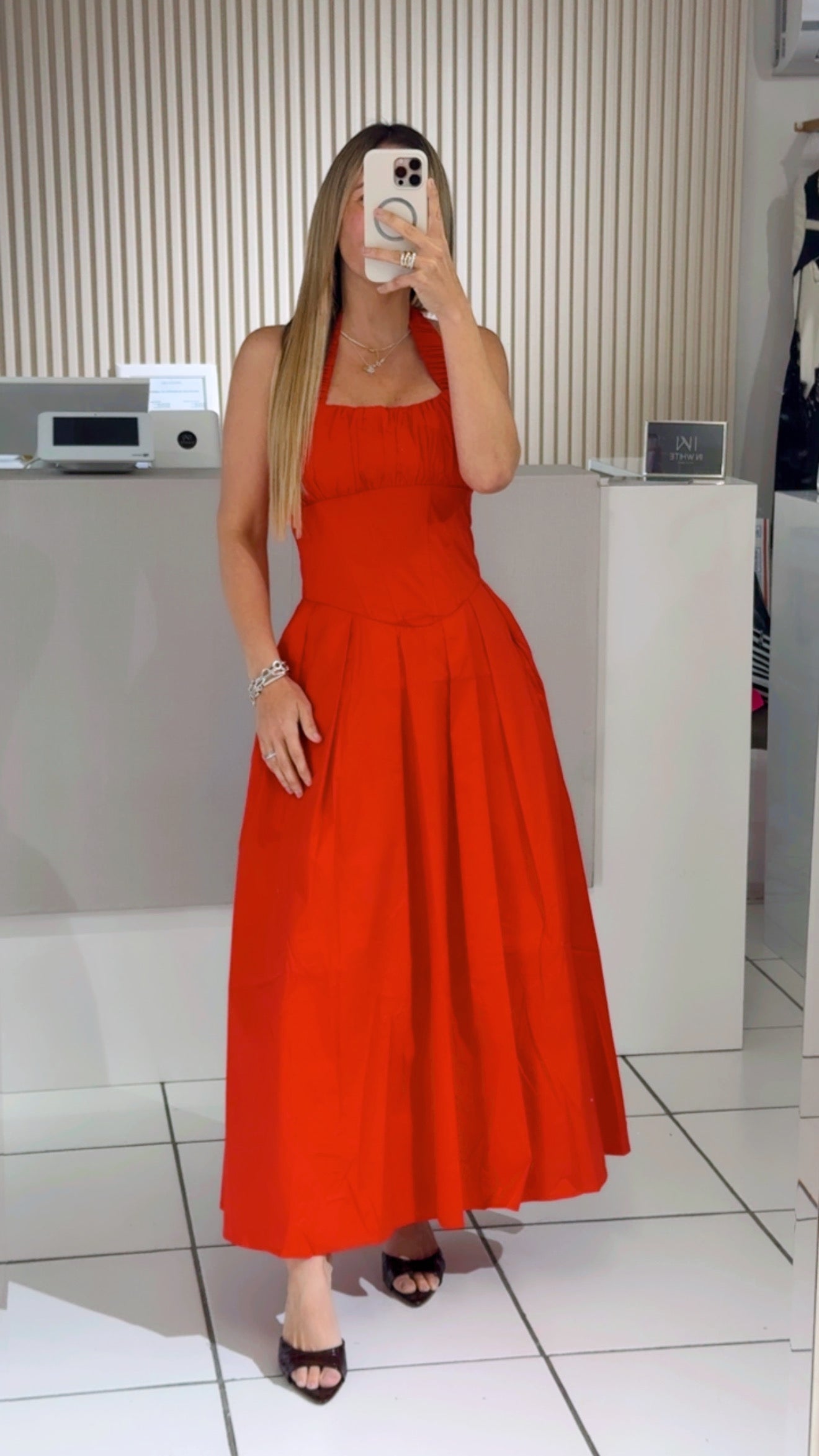 Red Corset Midi Dress