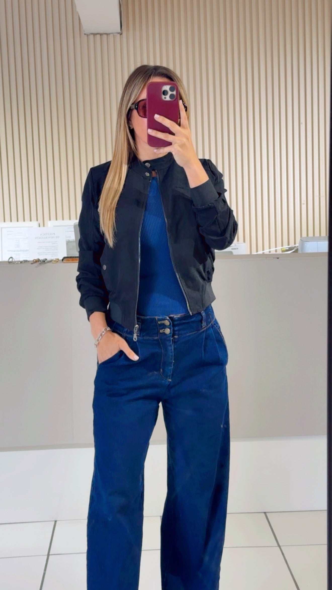 BLACK Ribbed Hem Zip-up Jacket Ribbed Hem Zip-up Jacket