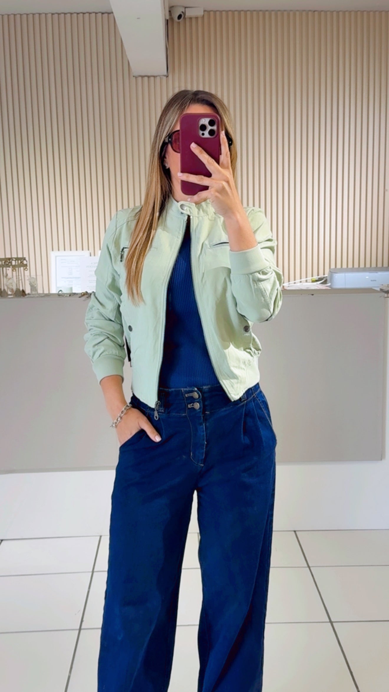 AVOCADO Ribbed Hem Zip-up Jacket