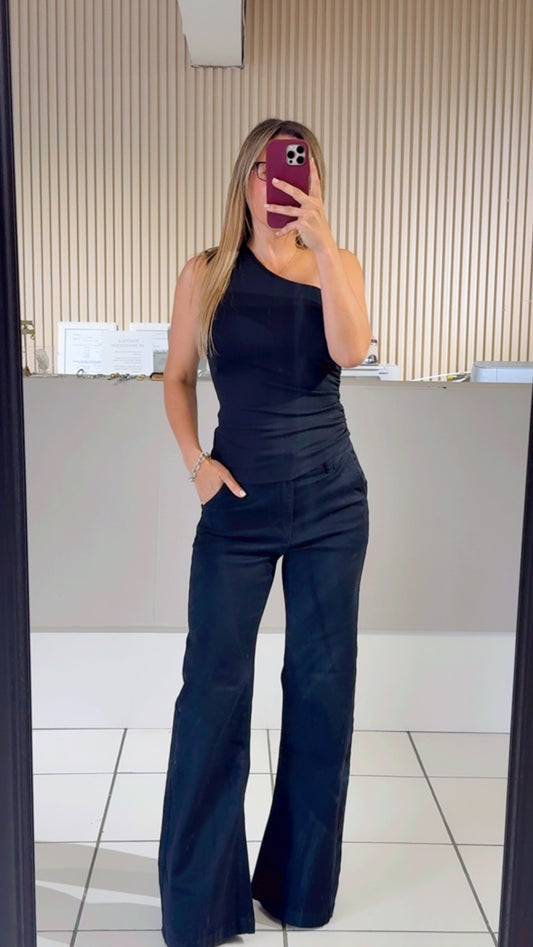 One-shoulder Side Ruched Top