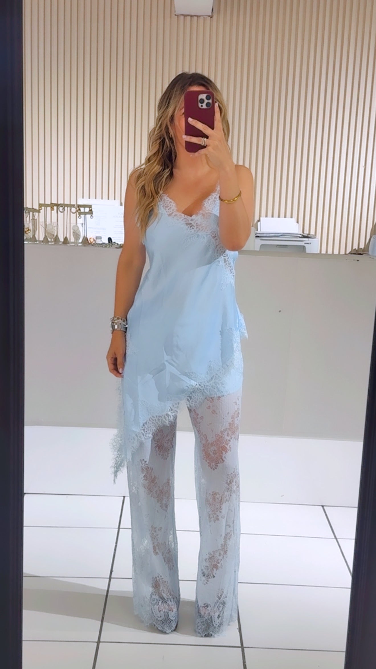 BABY BLUE SATIN CAMISOLE SET