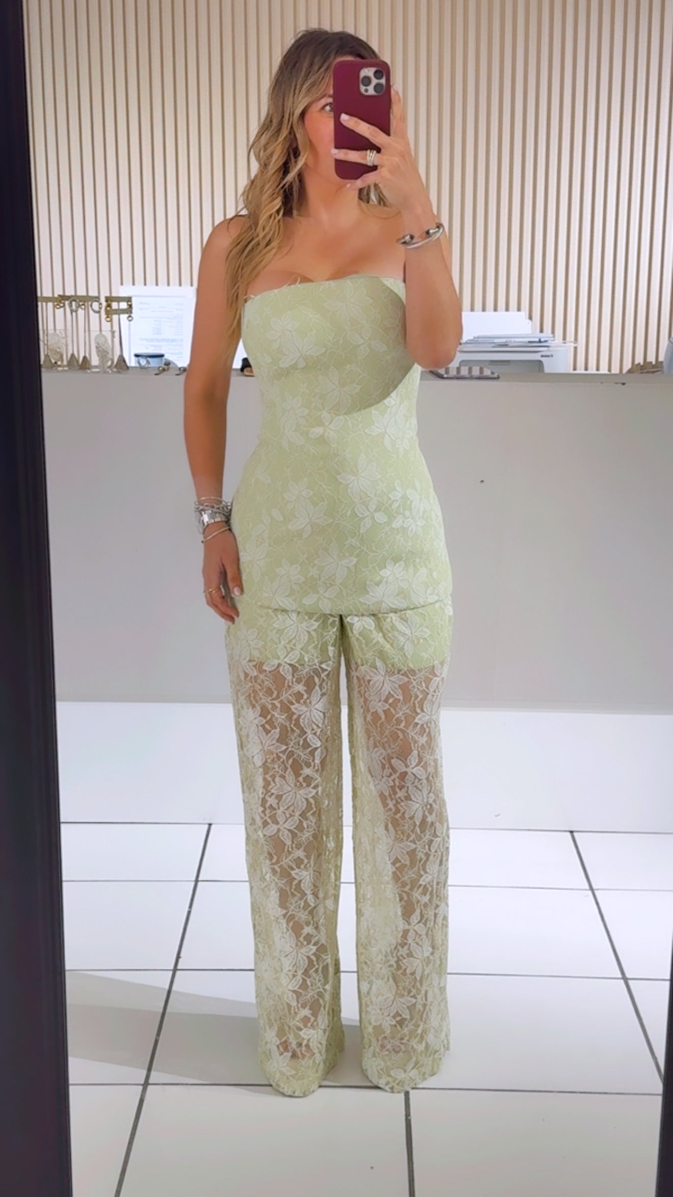 GREEN LACE SET