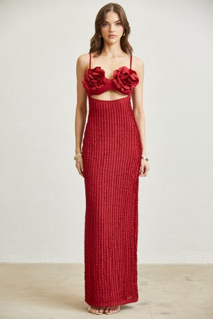 Flower burgundy dress