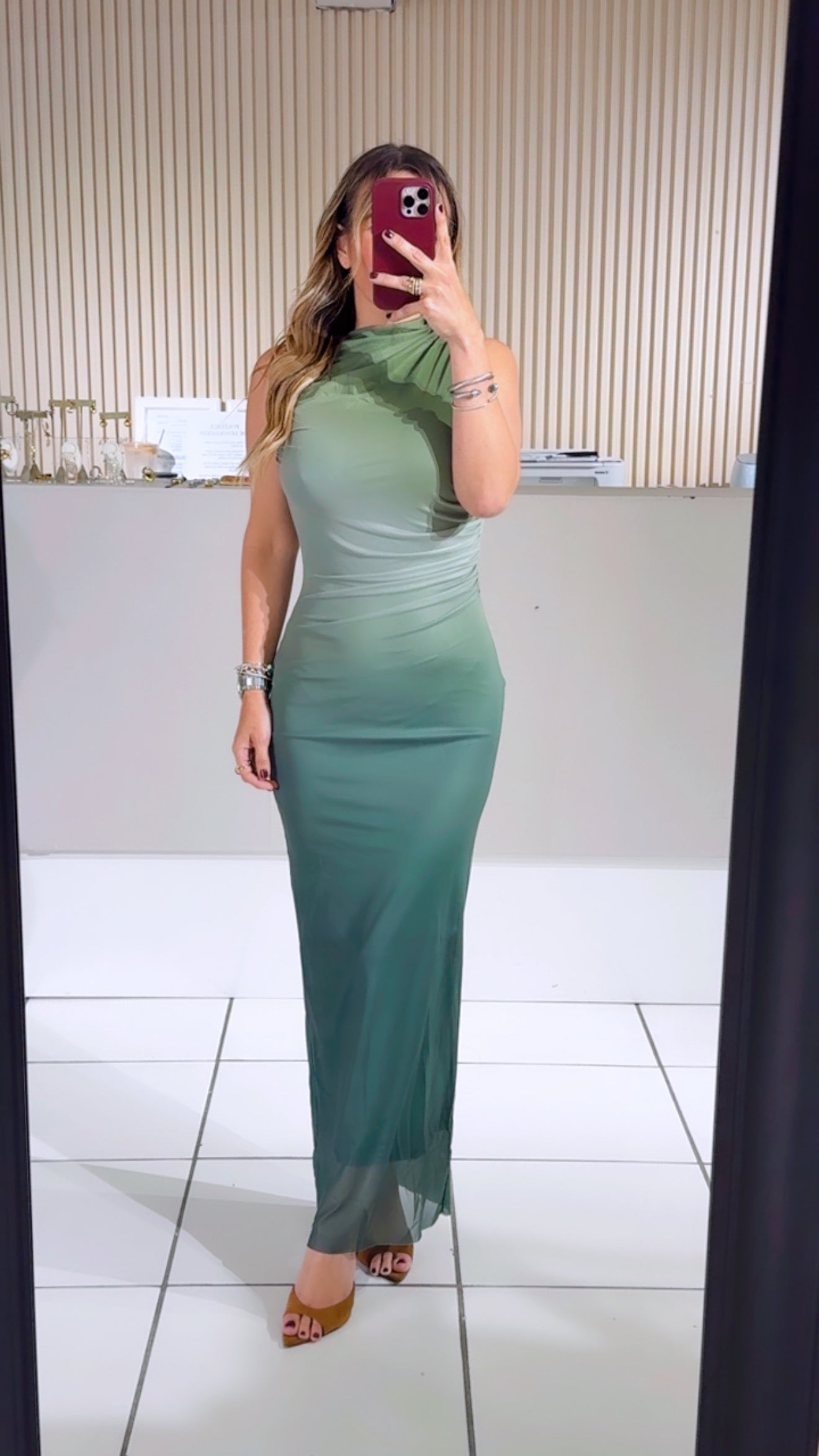 Mesh green ombré dress