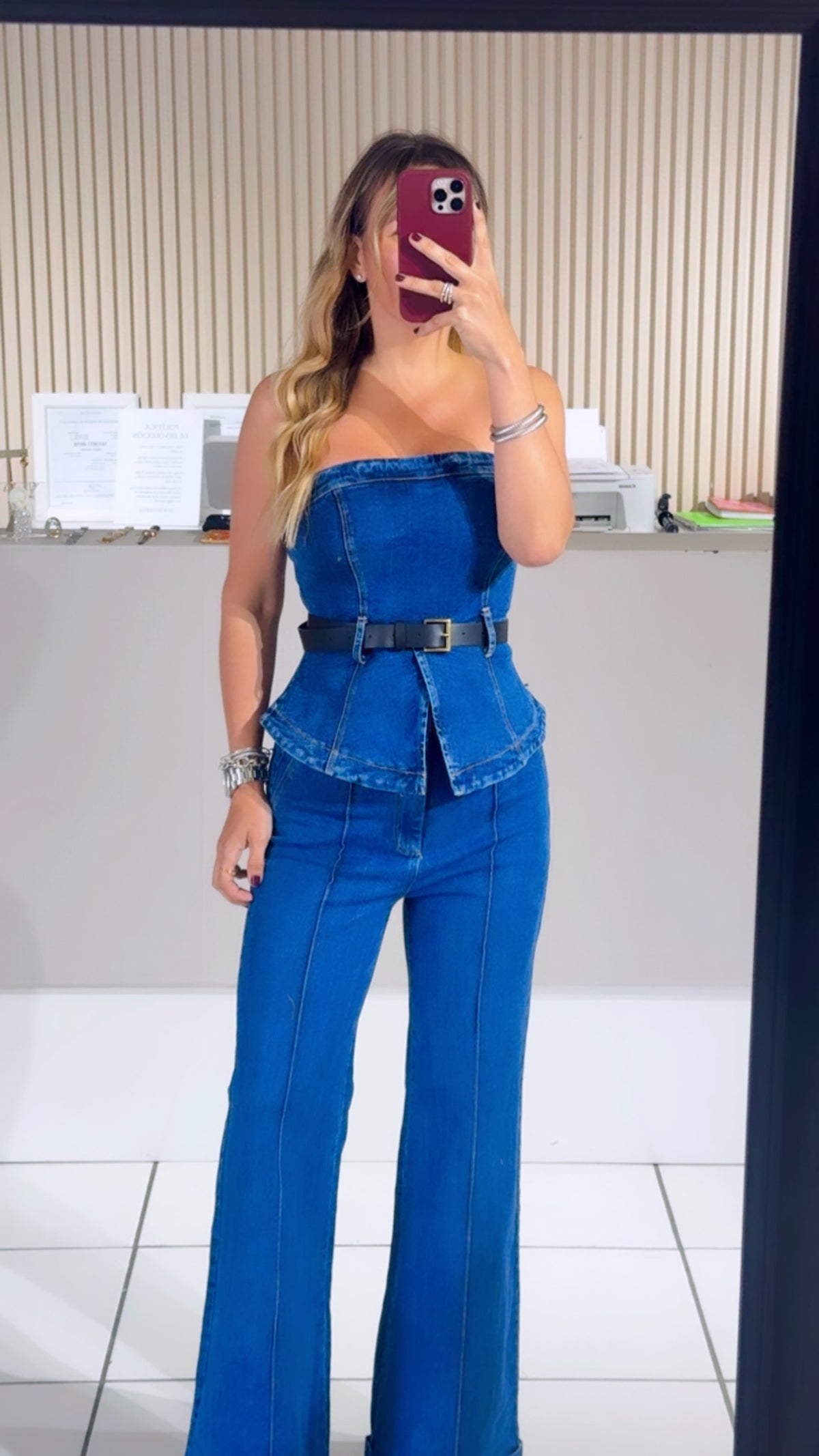 A Washed Denim Tube Top