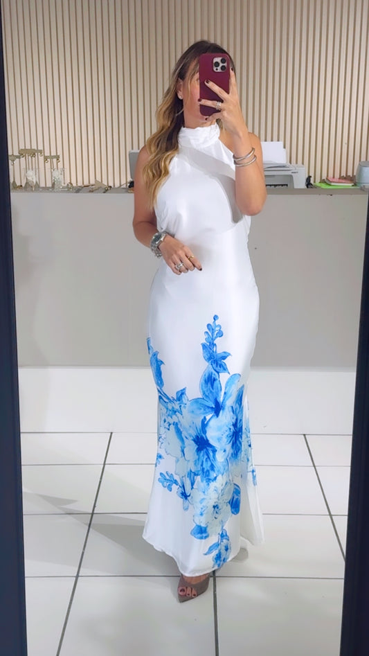 Maxi halter white dress