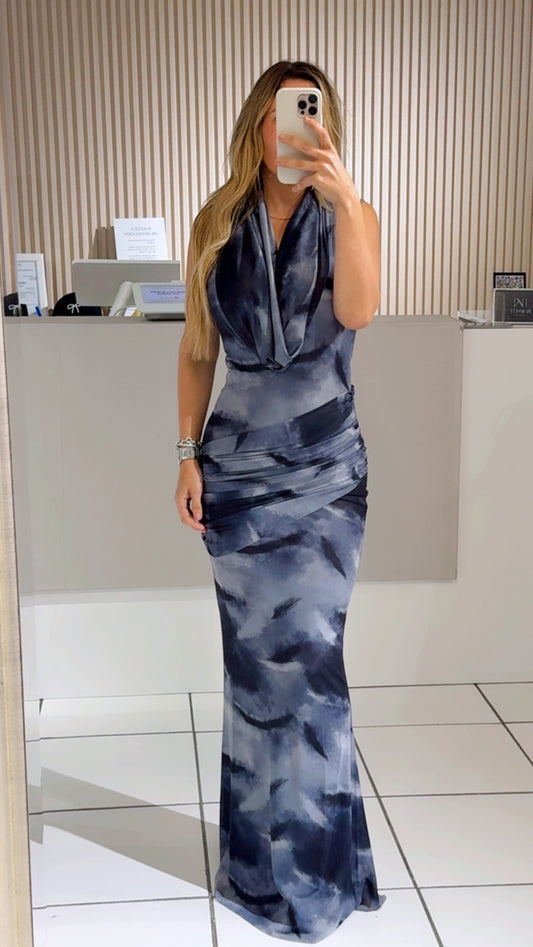 Nelis Multiple Gray Maxi Dress
