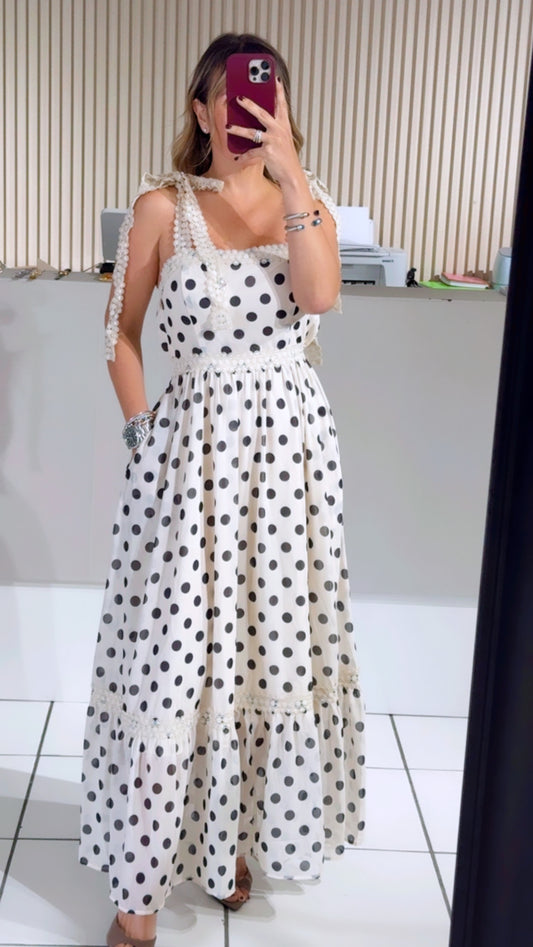 Vintage rose garden crochet trim maxi sundress