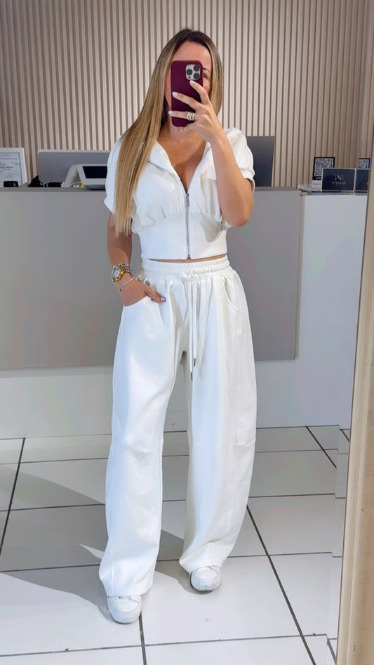Cotton hoddie white set