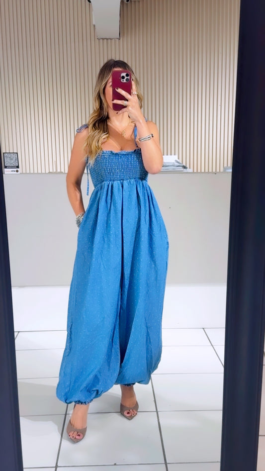Polka Dot Printed Shapeless Silhouette Jumpsuit