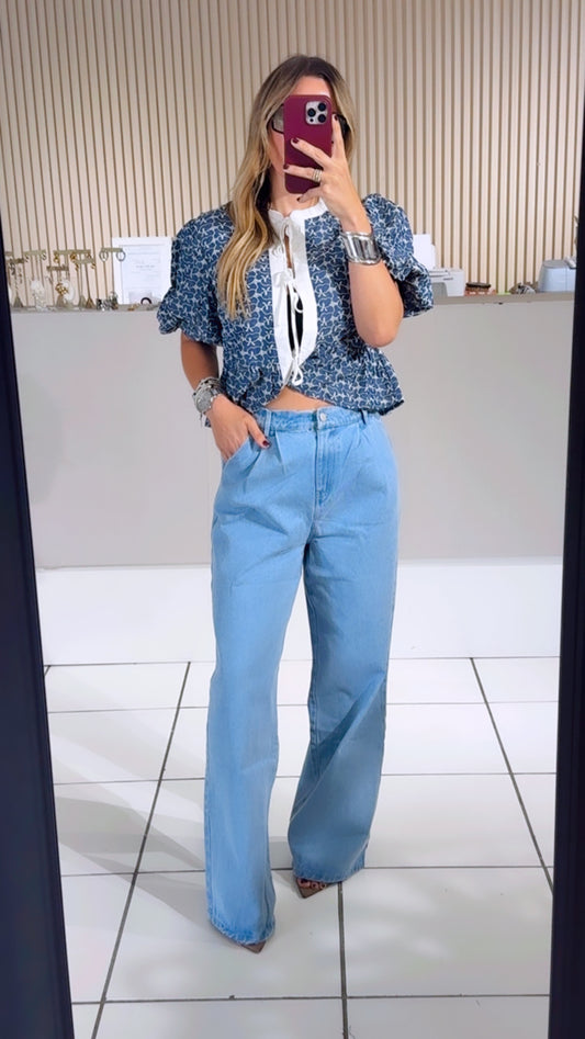 Denim Semi Wide Trouser Pants