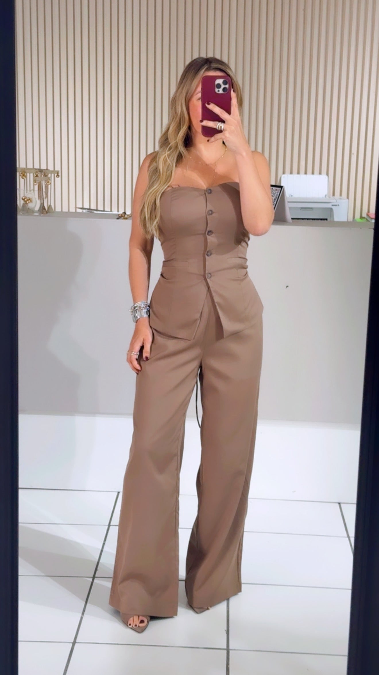 BROWN STRAPLESS jumpsuit