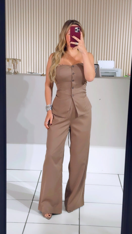 BROWN STRAPLESS jumpsuit