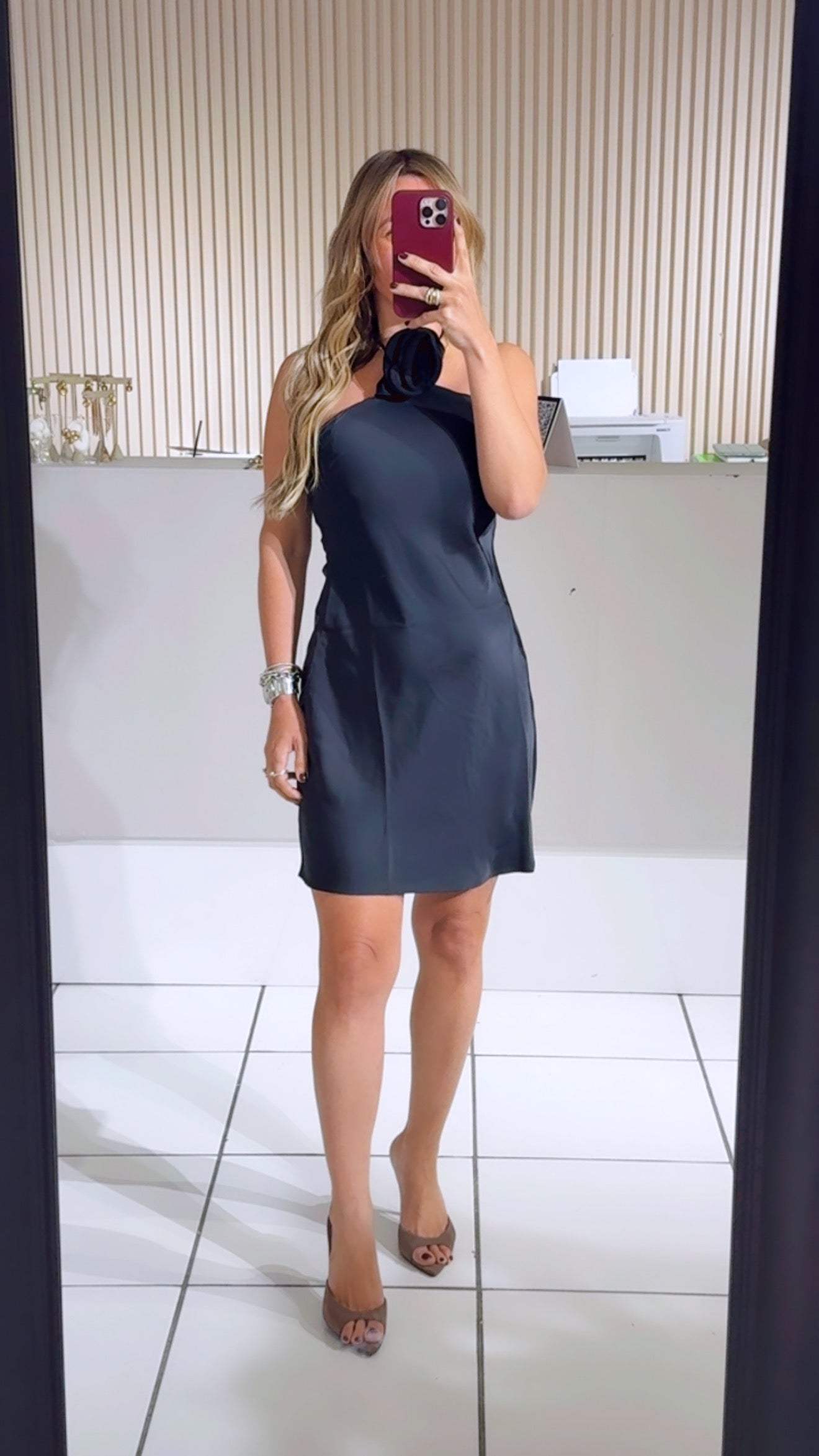 Black satin dress