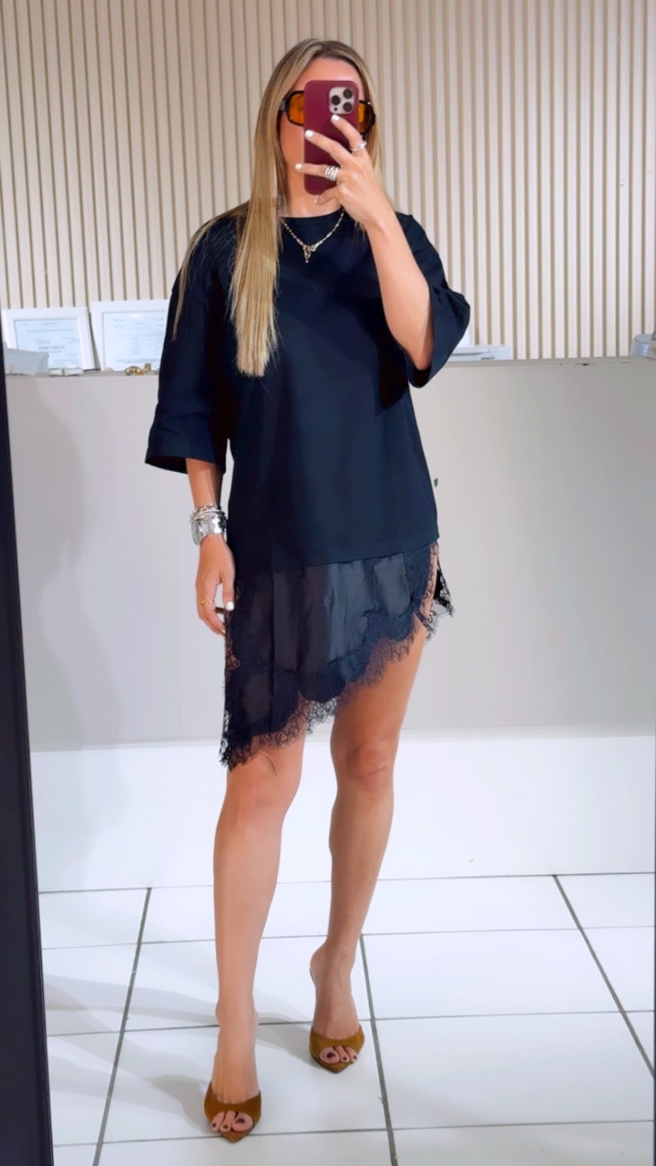 Tshirt black satin top dress