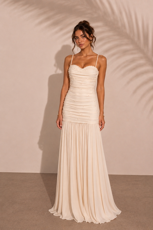 Pearl cream maxi dress