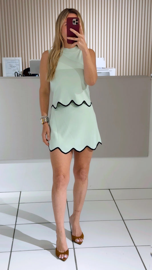 Scalloped Hem Two-Piece Set