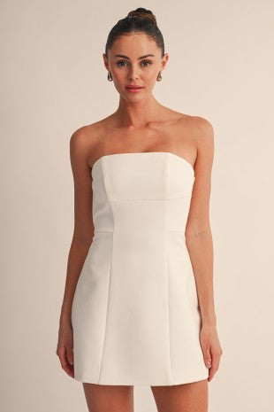 WHITE Vivienne Strapless Fit & Flare Mini Dress